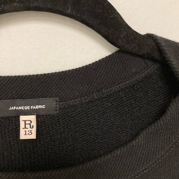 R13 Grunge Sweatshirt Dress - Washed Black. Size small. - Picture 10 of 11